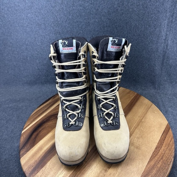 Vtg WOLVERINE 3726 Tan Leather Nobuck Lace Up Mountaineering Hiking Boots 8M USA main image 13